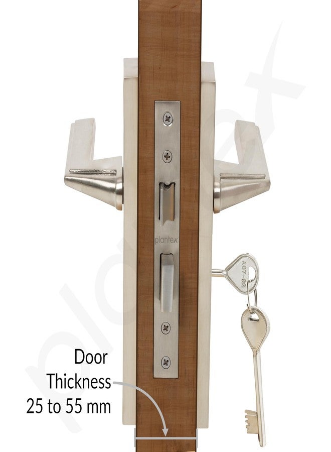 Plantex Heavy-Duty Door Lock Set - Main Door Lock Handle Set/ 6-Lever Lock Mechanism with 3 Years of Warranty/Mortise Lock with 3 Keys, Brass Lockbody (Matt) - Image 4